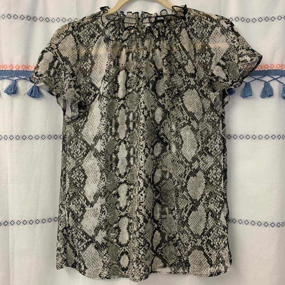 EXPRESS SNAKESKIN MOCK NECK BLOUSE